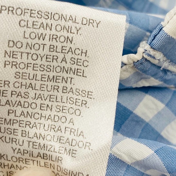 TIBI Summer-Fresh Midi Shirtdress Long Sleeve Gingham Printed Blue Size 4 - Picture 9 of 13